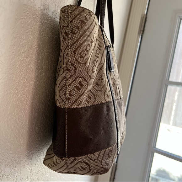 COACH Lozenge Tote Shoulder Bag Medium with Zipper Closure - Picture 6 of 16